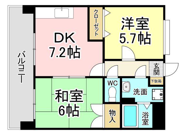 クレイントータス(2DK/6階)の間取り写真