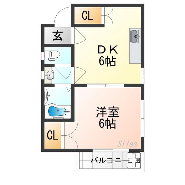 カステロレヴィパートIII(1DK/2階)の間取り写真