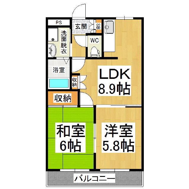 MAISONGRAPES(2LDK/2階)の間取り写真