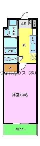 ヴィラペントハウス堺東(ワンルーム/3階)の間取り写真