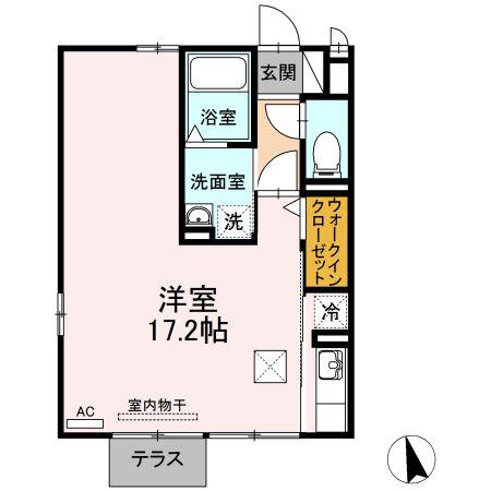 グラッツィア A(ワンルーム/1階)の間取り写真