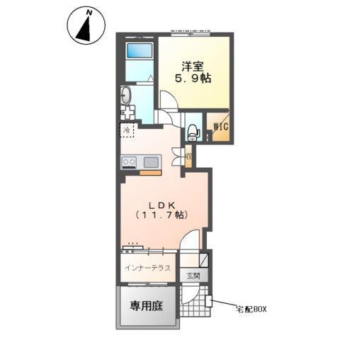 ORIENTAL COURT(1LDK/1階)の間取り写真