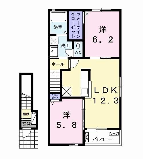 グランルポン トロワ(2LDK/2階)の間取り写真