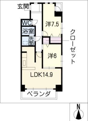 PASSAGGIO(2LDK/6階)の間取り写真