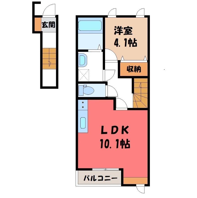 クレディール(1LDK/2階)の間取り写真