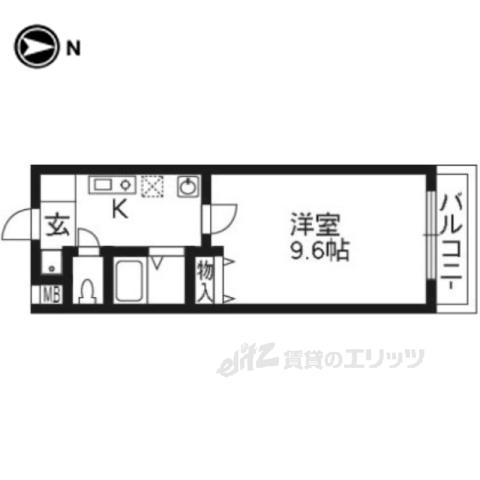 ラジョーネ四条(1K/4階)の間取り写真