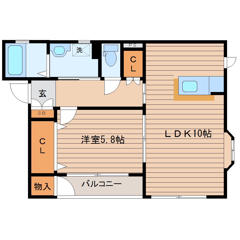 プレジール2番館(1LDK/2階)の間取り写真