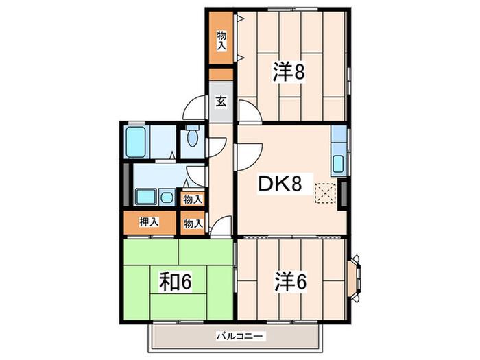 セジュール(3DK/2階)の間取り写真