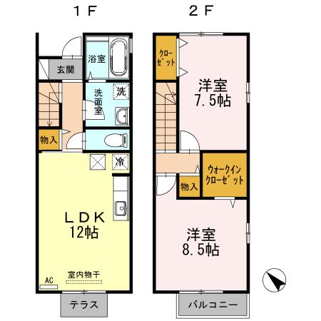 セント セジュール(2LDK/1階)の間取り写真