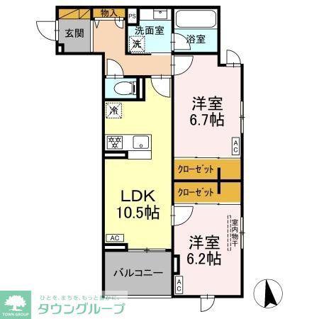 ラ・ペッシュ(2LDK/3階)の間取り写真