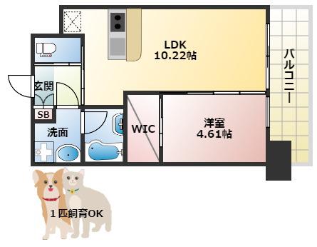 プレジオ阿波座(1LDK/9階)の間取り写真