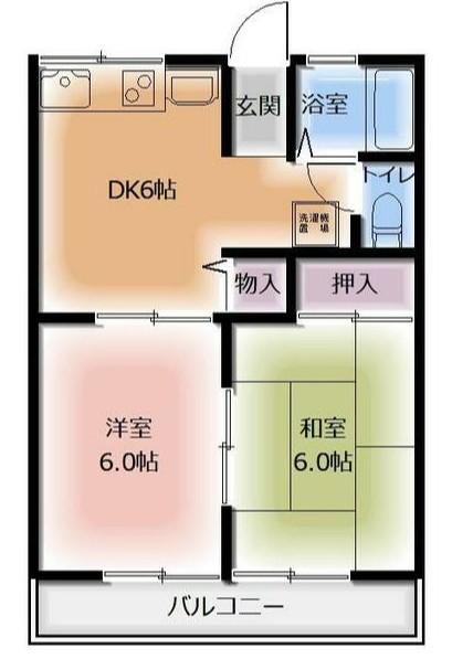 メゾンアムールI(2DK/1階)の間取り写真