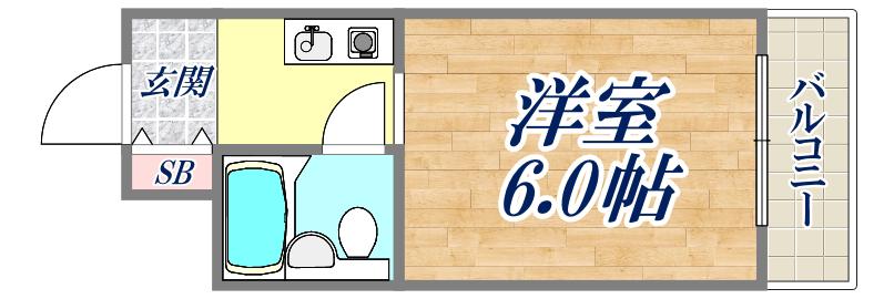 コスモメイト北野(1K/3階)の間取り写真