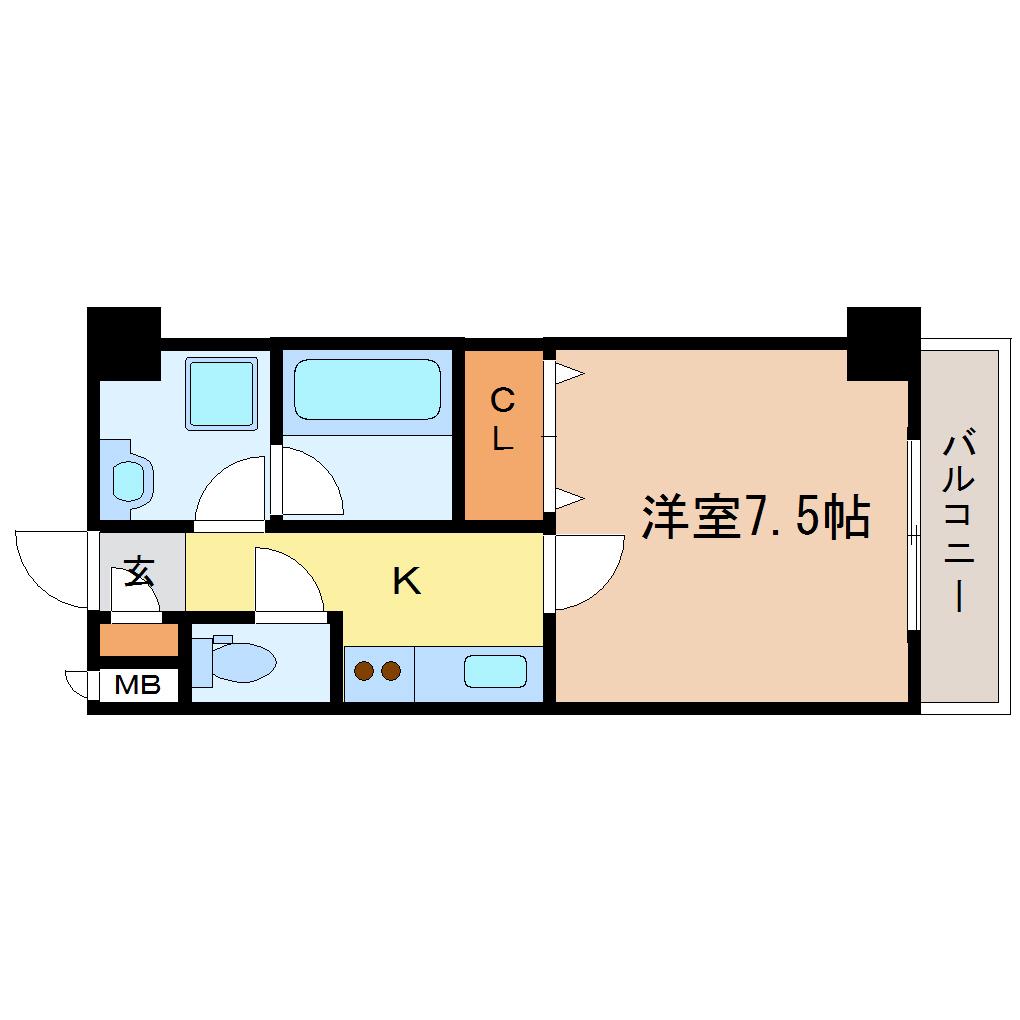 プレベール(1K/3階)の間取り写真