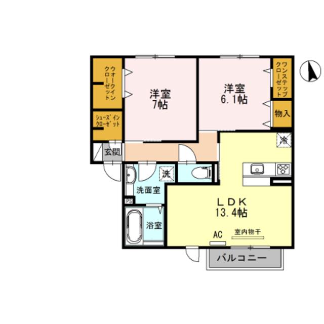 シャトレイユ阪南町(2LDK/2階)の間取り写真