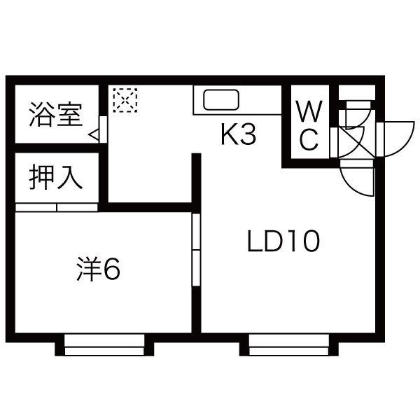 アムール8(1LDK/3階)の間取り写真