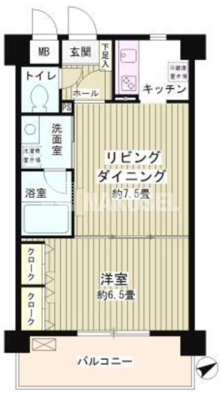 ルミエール祐天寺(1LDK/1階)の間取り写真