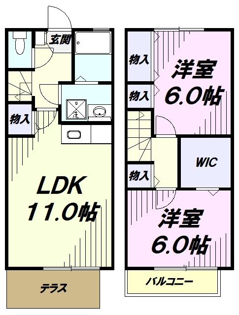 プランタニエール II(2LDK/1階)の間取り写真