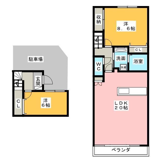 OLIVE GARDEN(2LDK/1階)の間取り写真