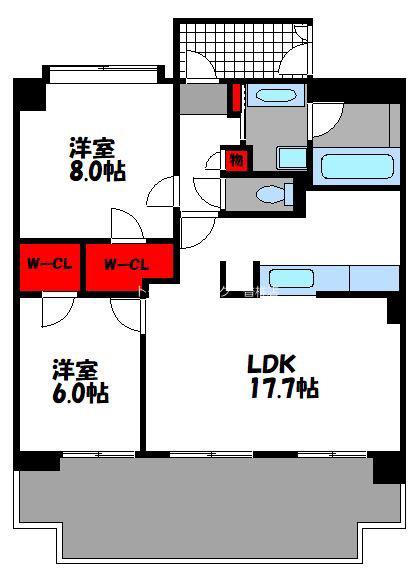 パークサイドスクエアII(2LDK/5階)の間取り写真