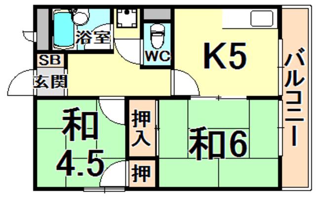エメラルド久々知パートI(2DK/4階)の間取り写真