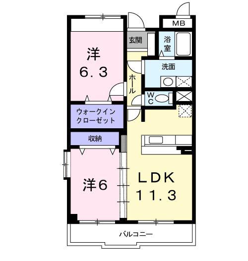 サニーレジデンス豊中(2LDK/2階)の間取り写真