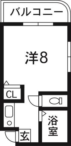 ユニテック渡鹿(1K/1階)の間取り写真
