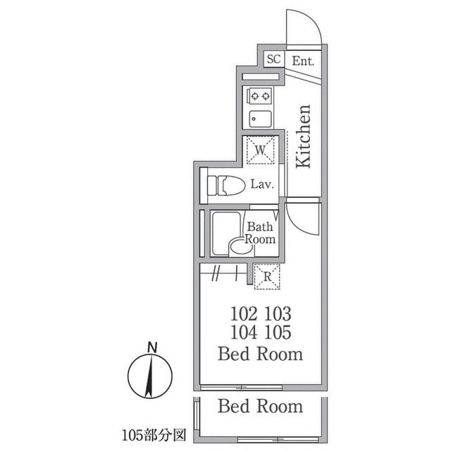 REBERTY亀有(1K/1階)の間取り写真