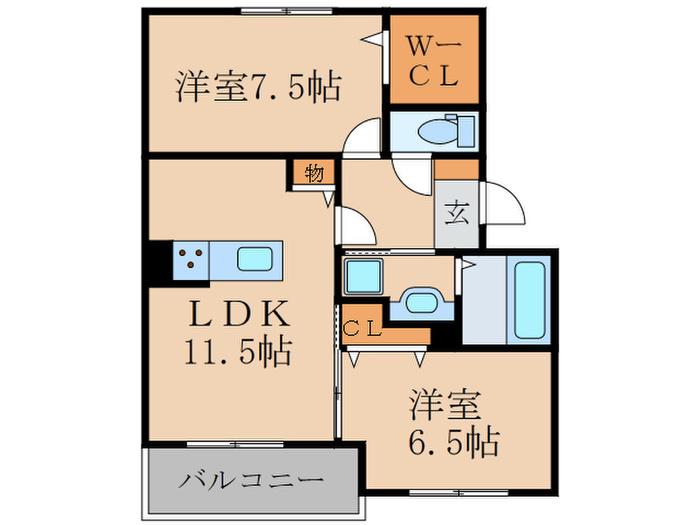 サンフローラ伏見板橋(2LDK/1階)の間取り写真