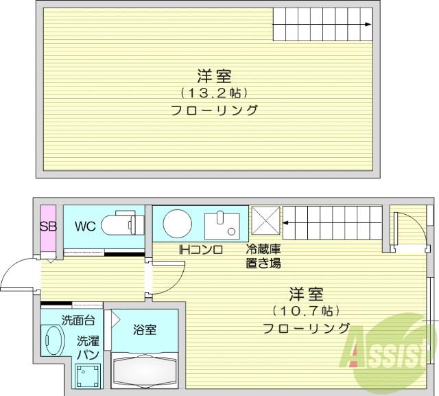 フェリシダ八幡(1LDK/4階)の間取り写真