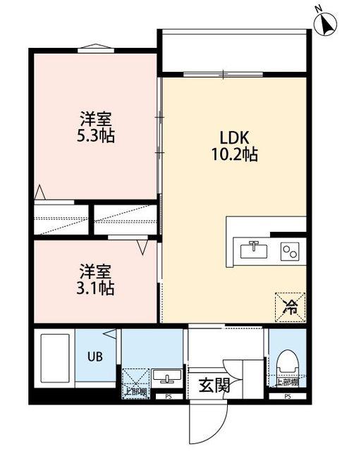 RELIER相模原(2LDK/2階)の間取り写真