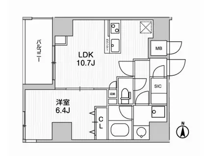 WEAVE BASE -UENO ノース(1LDK/4階)の間取り写真