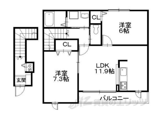 エトワールB(2LDK/2階)の間取り写真