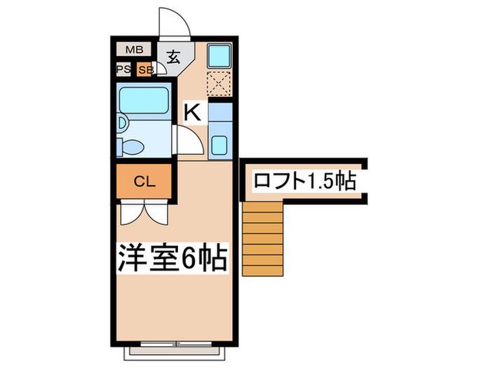 パークサイドヒル(1K/2階)の間取り写真