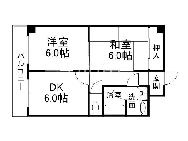 ラーク安田PARTIII(2DK/5階)の間取り写真