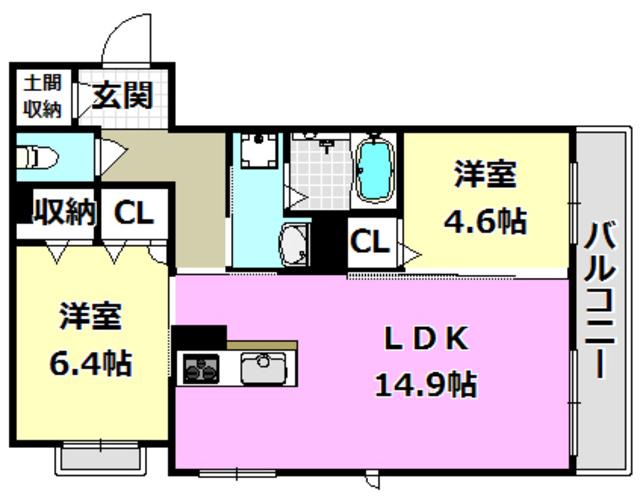 WIZARD CLUB(2LDK/3階)の間取り写真