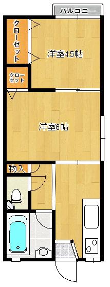 クレールS(2K/2階)の間取り写真
