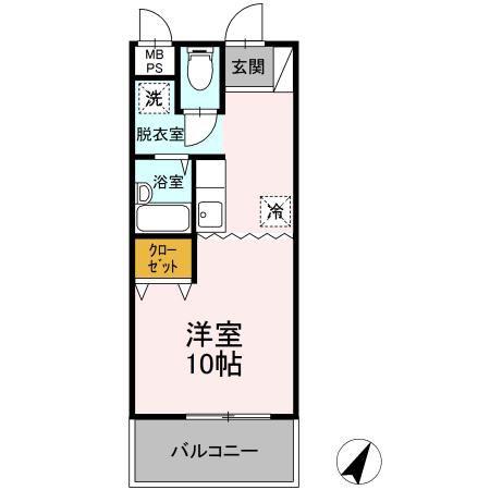 ゴールドフィールド(ワンルーム/1階)の間取り写真