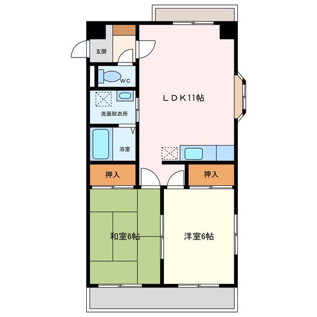 プラザ・21(2LDK/4階)の間取り写真
