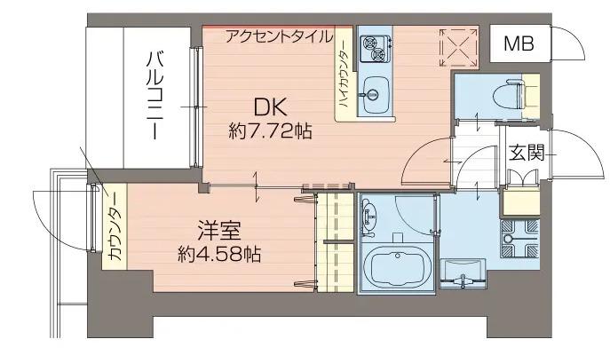 プレジオ難波ASIAN(1DK/2階)の間取り写真
