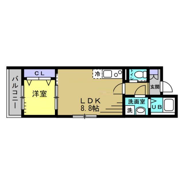 ウィル北小金(1LDK/3階)の間取り写真