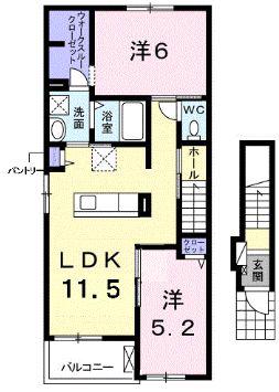 ロイヤル ティアラB棟(2LDK/2階)の間取り写真