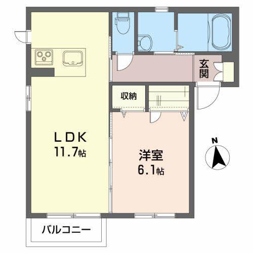 シャーメゾンSKY(1LDK/2階)の間取り写真