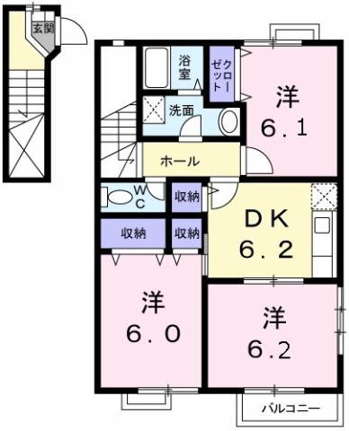 アルバ A(3DK/2階)の間取り写真