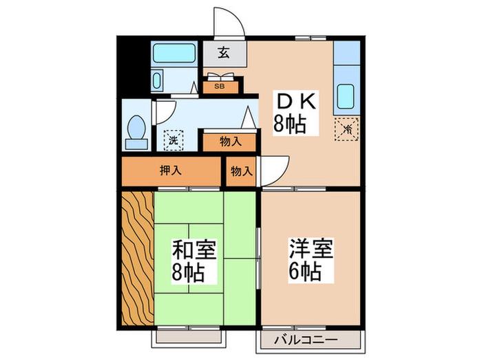 ドエル立石(2DK/3階)の間取り写真