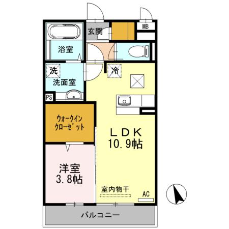 SEJOUR木之庄(1LDK/2階)の間取り写真