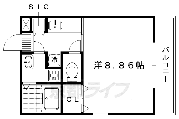 ドミールII(1K/2階)の間取り写真