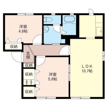 フォーレスB(2LDK/2階)の間取り写真