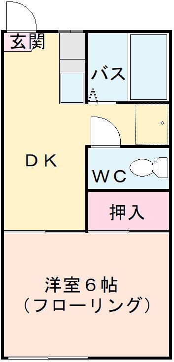 清水ハイツ(1DK/2階)の間取り写真