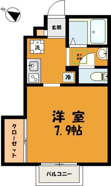 クレーズ多摩(1K/1階)の間取り写真